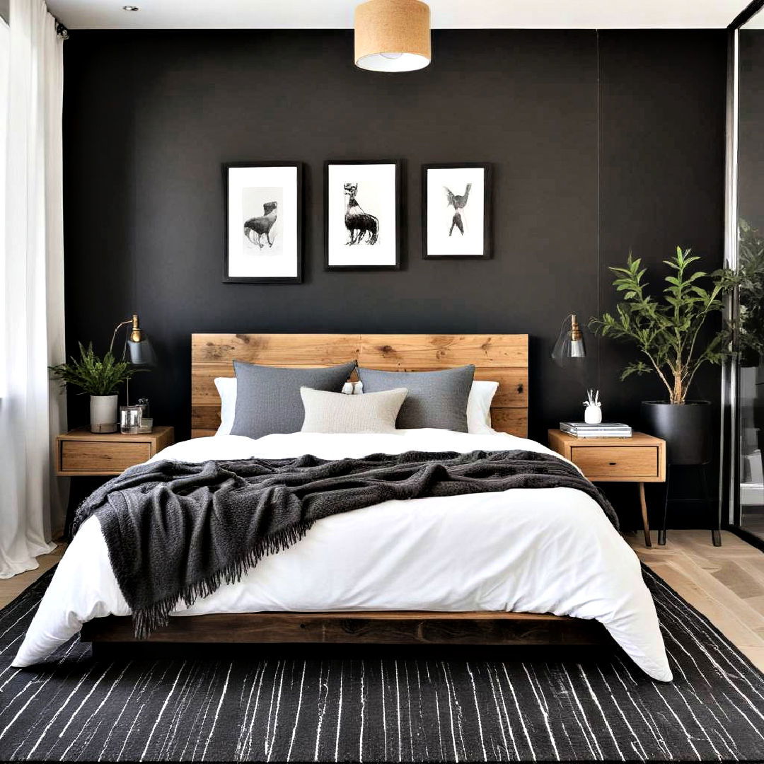 wooden furniture for black and white bedroom - 40 Black and White Bedroom Ideas