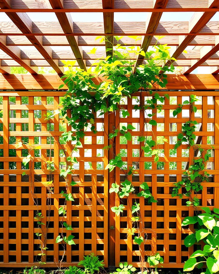 wooden lattice panels to provide shade - 40 Shade Ideas