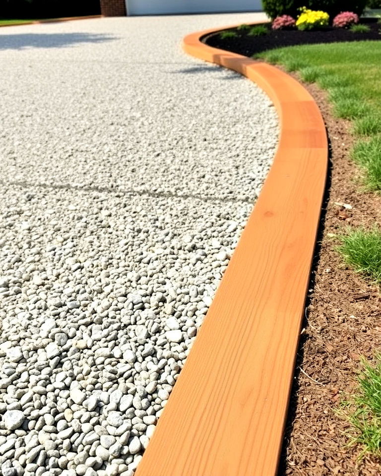 wooden plank edging to add warmth - 25 Gravel Driveway Edging Ideas
