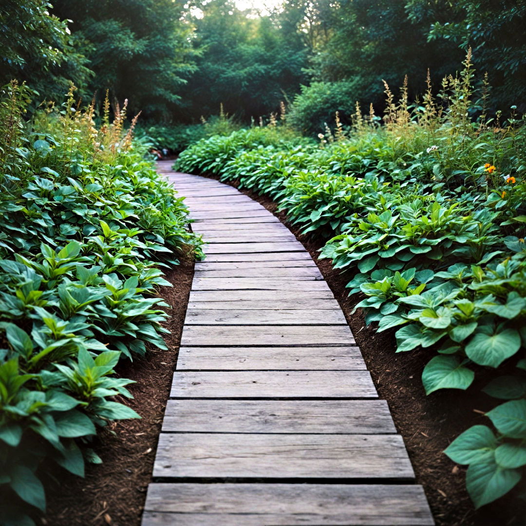 wooden plank walkway - 40 Backyard Walkway Ideas