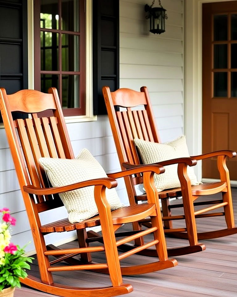 wooden rocking chairs for colonial front porch - 30 Colonial Front Porch Ideas
