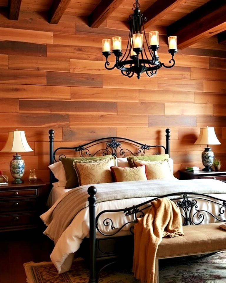 wooden shiplap walls for tuscan inspired bedroom - 20 Tuscan Bedroom Ideas
