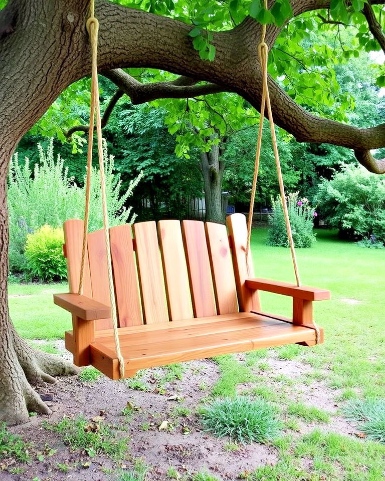 wooden swing for rustic landscaping - 30 Rustic Landscaping Ideas