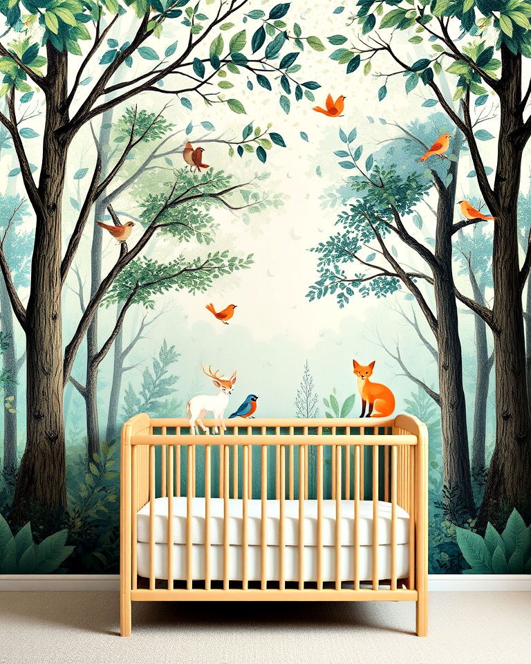 woodland wallpaper for nursery - 20 Nature Themed Nursery Ideas
