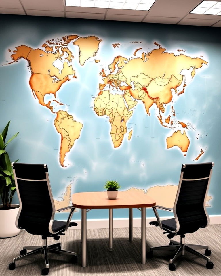 world map mural for office - 25 Office Wall Murals