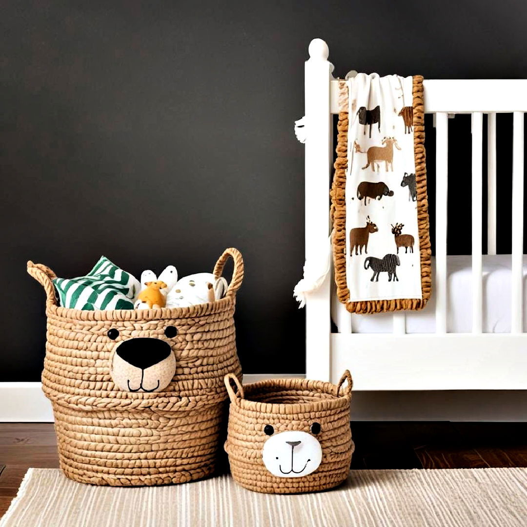 woven baskets for storage - 25 Safari Nursery Decor Ideas