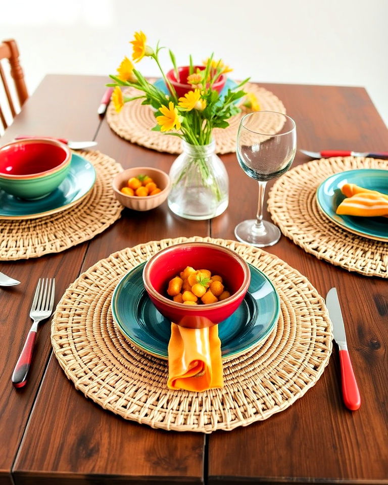 woven placements for mexican table decor - 20 Mexican Table Decor Ideas
