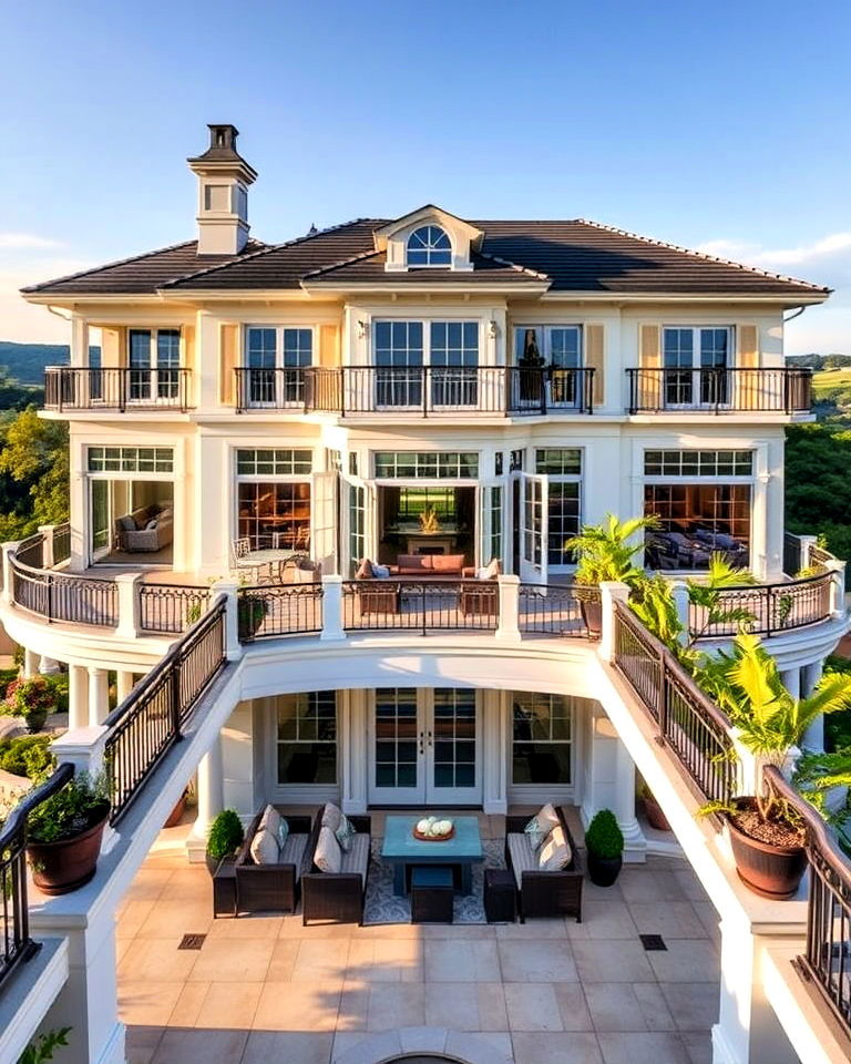 wraparound mansion balcony for expansive access - 20 Mansion Balcony Ideas