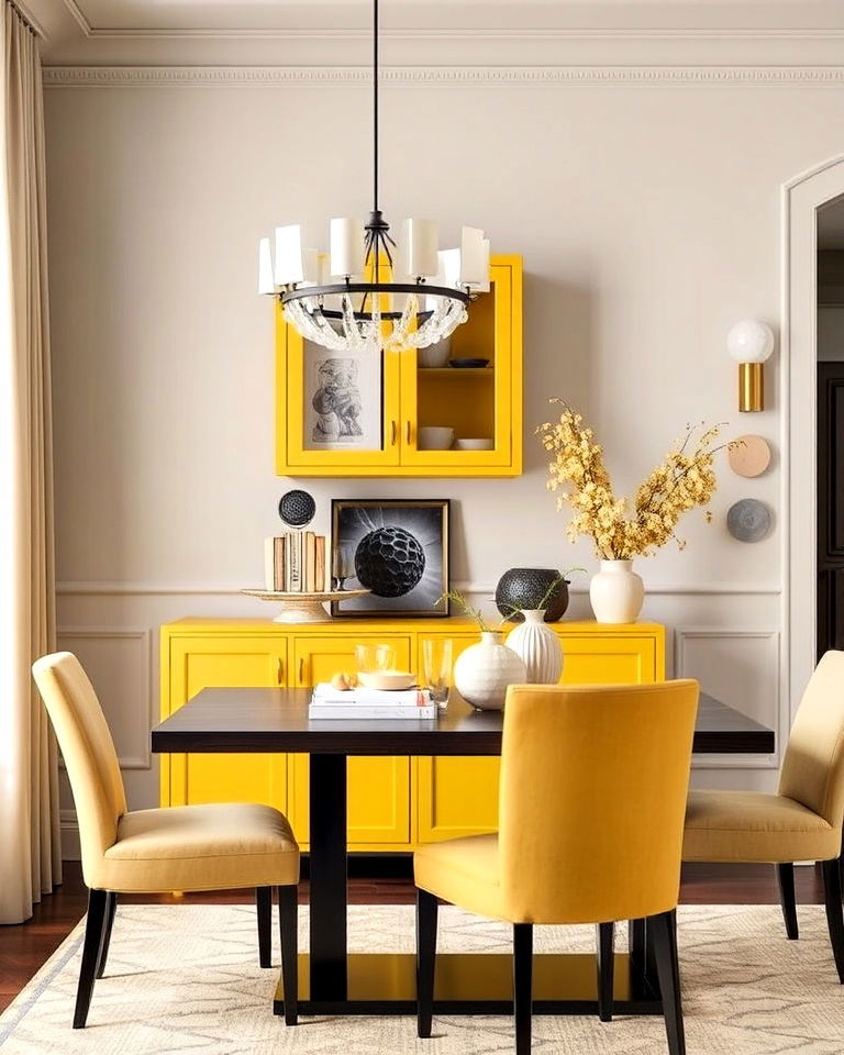 yellow accent furniture for dining room - 20 Yellow Dining Room Ideas