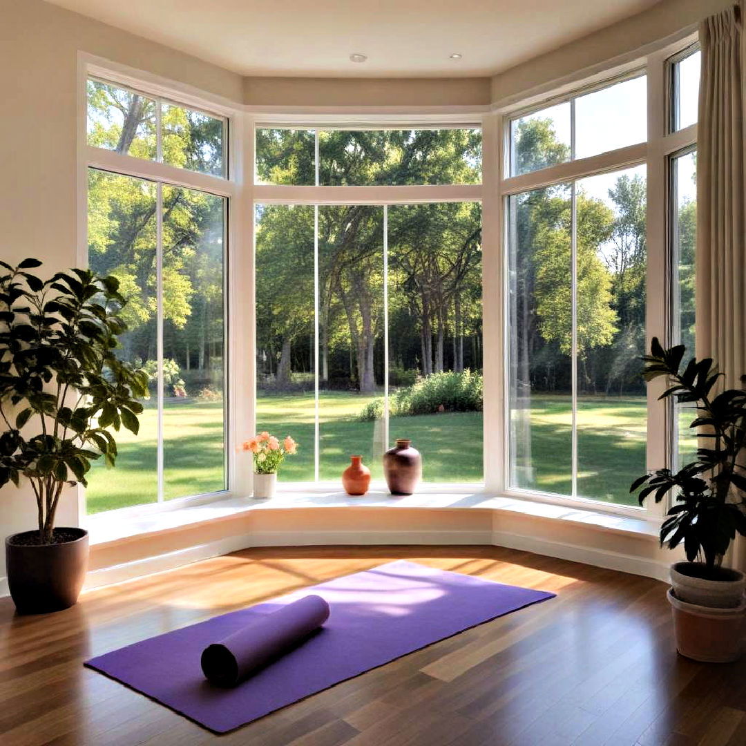 yoga and exercise space idea - 40 Bay Window Ideas