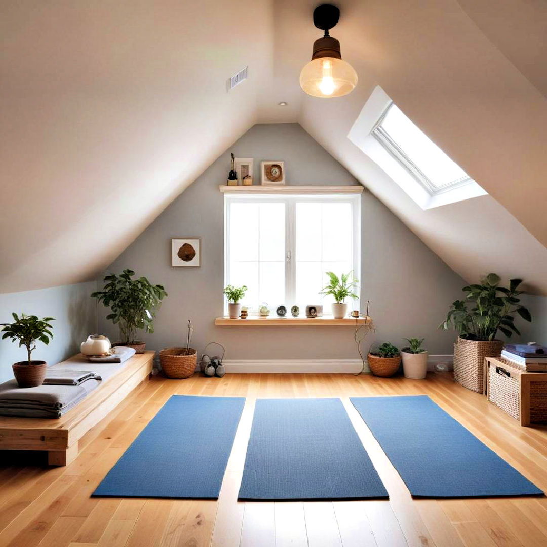 yoga and stretching space idea - 30 Low Ceiling Small Attic Room Ideas