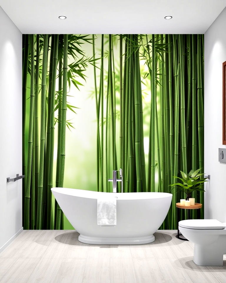 zen bamboo garden mural - 30 Bathroom Mural Ideas