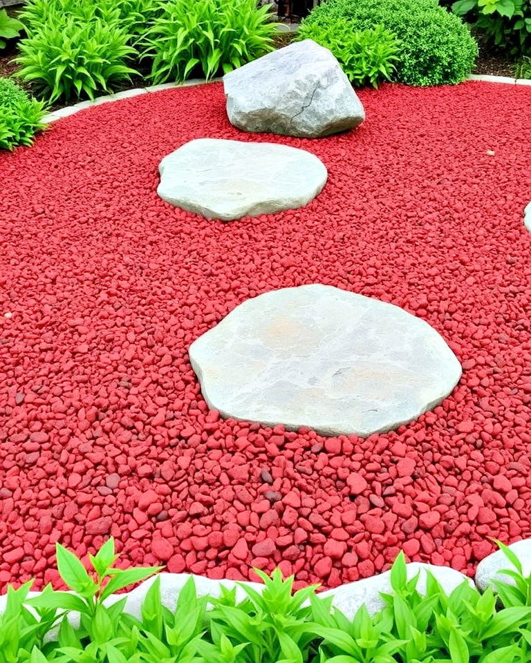 zen garden design with red lava rock - 20 Red Lava Rock Landscaping Ideas
