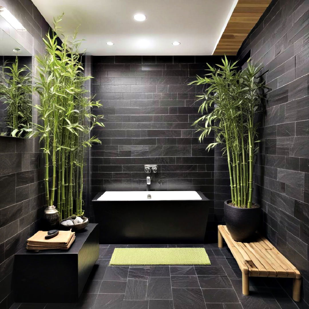 zen inspired black and green bathroom - 15 Black and Green Bathroom Ideas