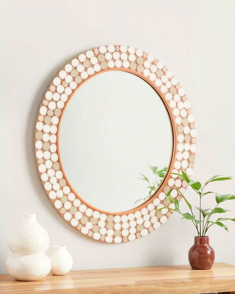 zen inspired mosaic mirror with calming patterns - 20 Mosaic Mirror Ideas