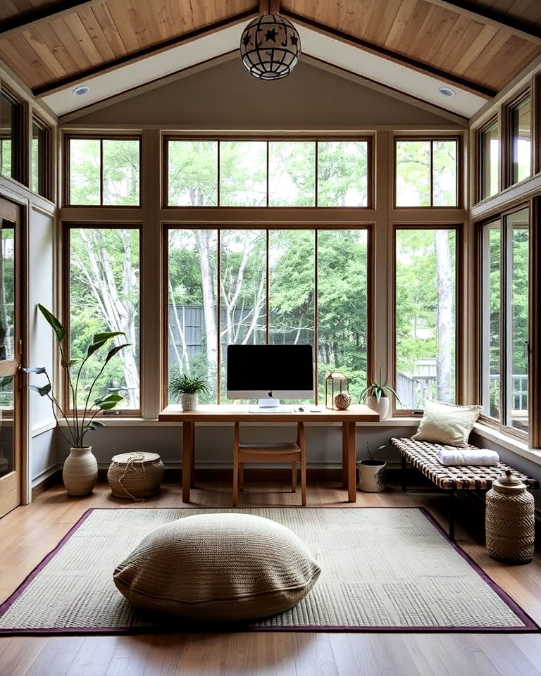 zen inspired sunroom office - 20 Sunroom Office Ideas