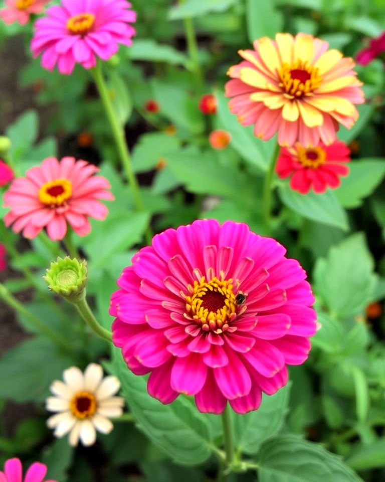 zinnias and vegetable plants combo - 25 Zinnia Garden Ideas