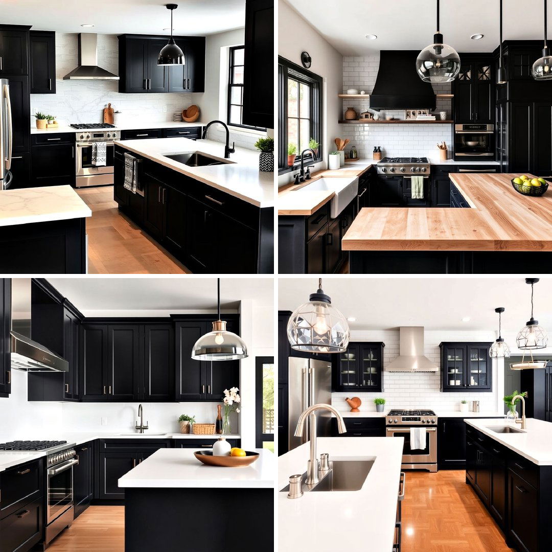 15 Black Kitchen Cabinets With White Countertops Ideas