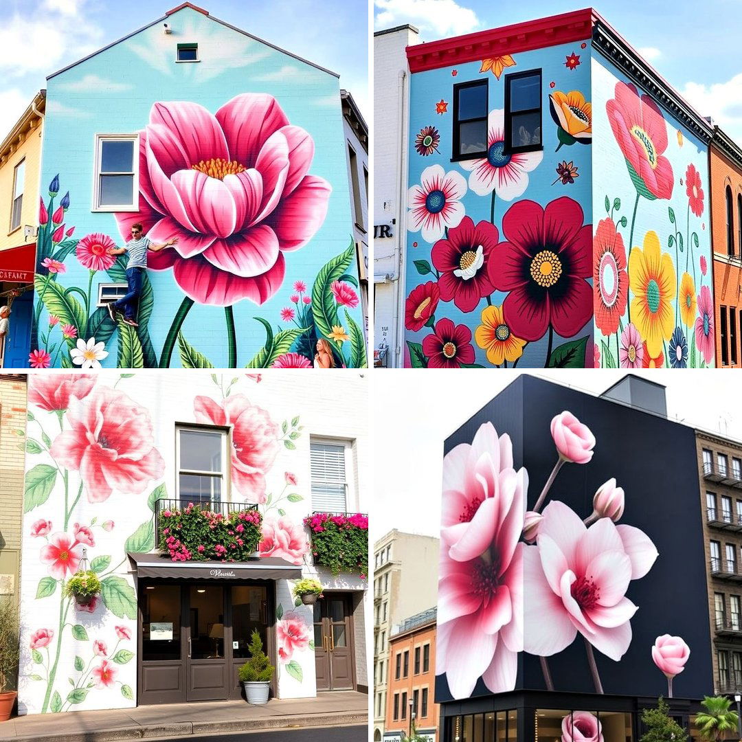 15 Flower Murals on Buildings Ideas for Urban Beauty