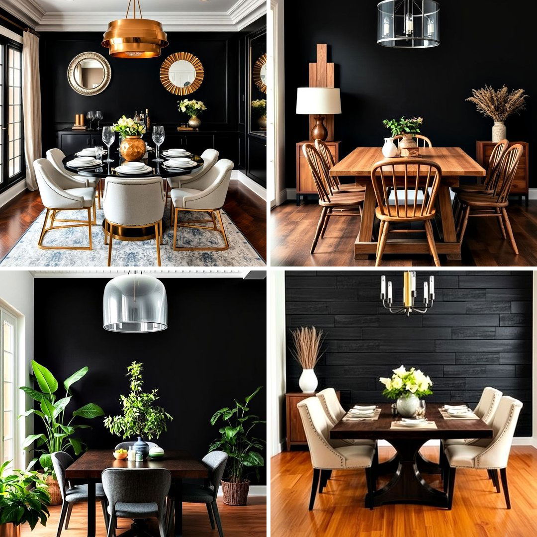 20 Black Accent Wall Dining Room Ideas for a Bold Statement