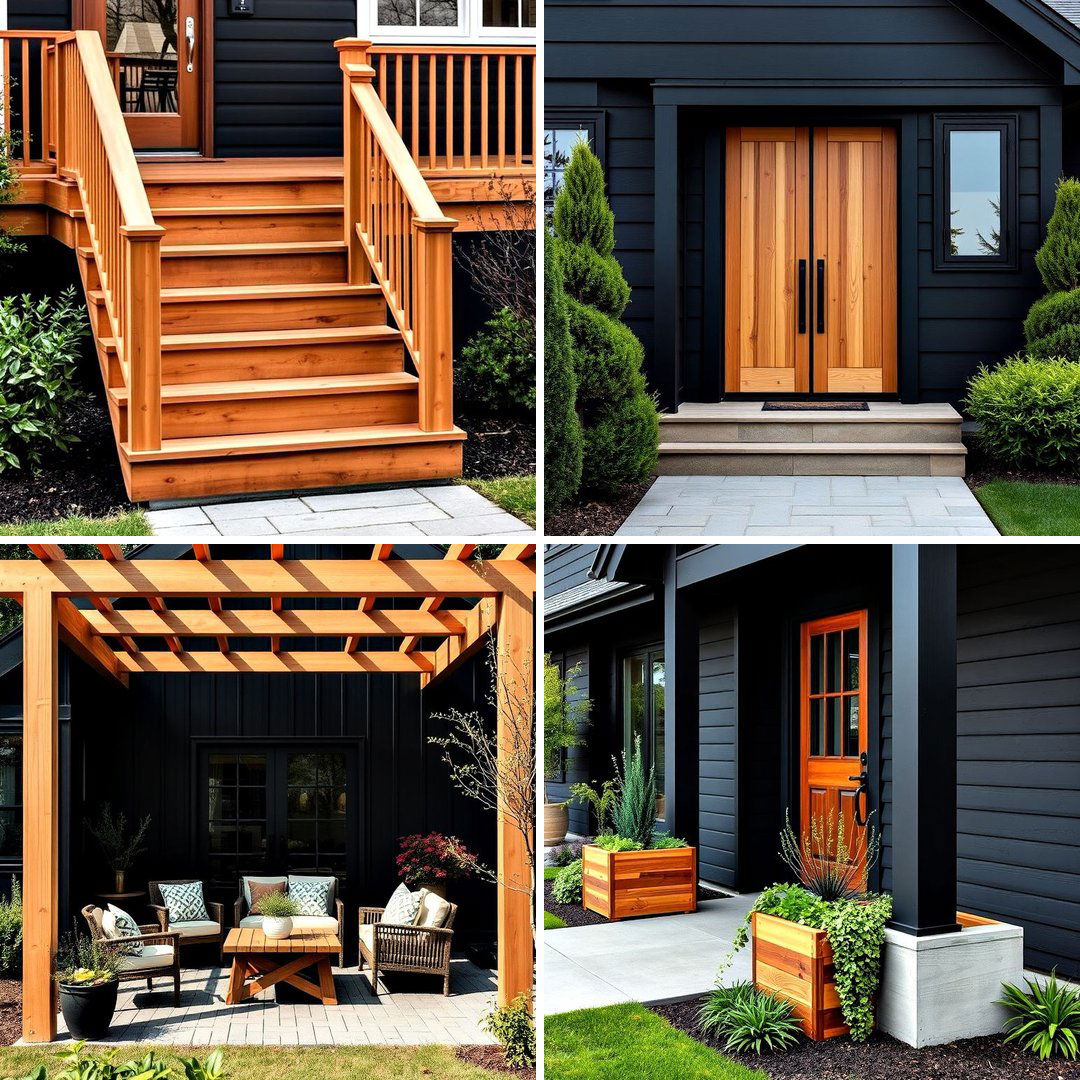 20 Black House with Cedar Accents Design Ideas