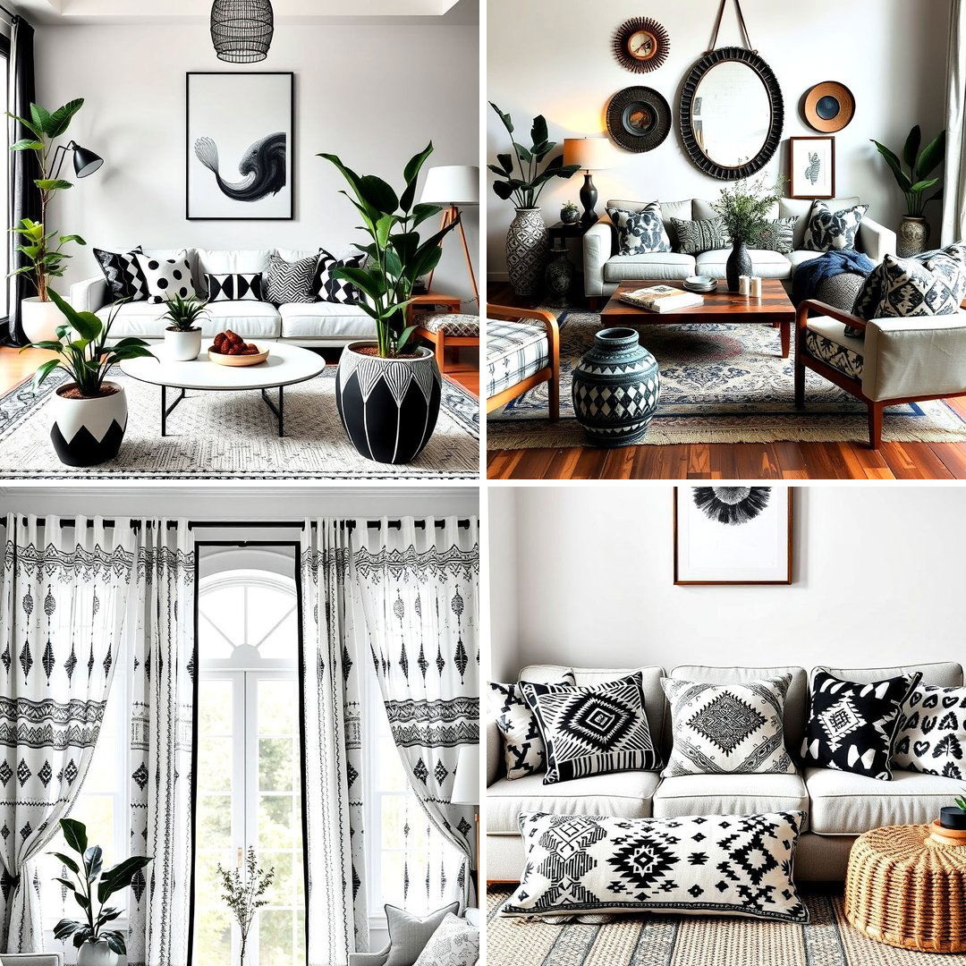 20 Black and White Boho Living Room Ideas for a Cozy Vibe
