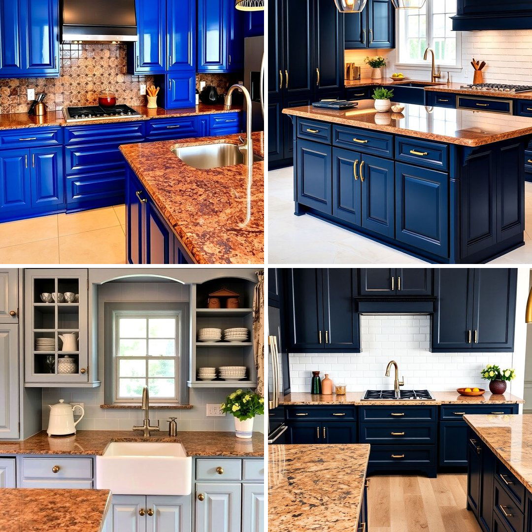 20 Blue Kitchen Cabinets With Brown Granite Countertops Ideas