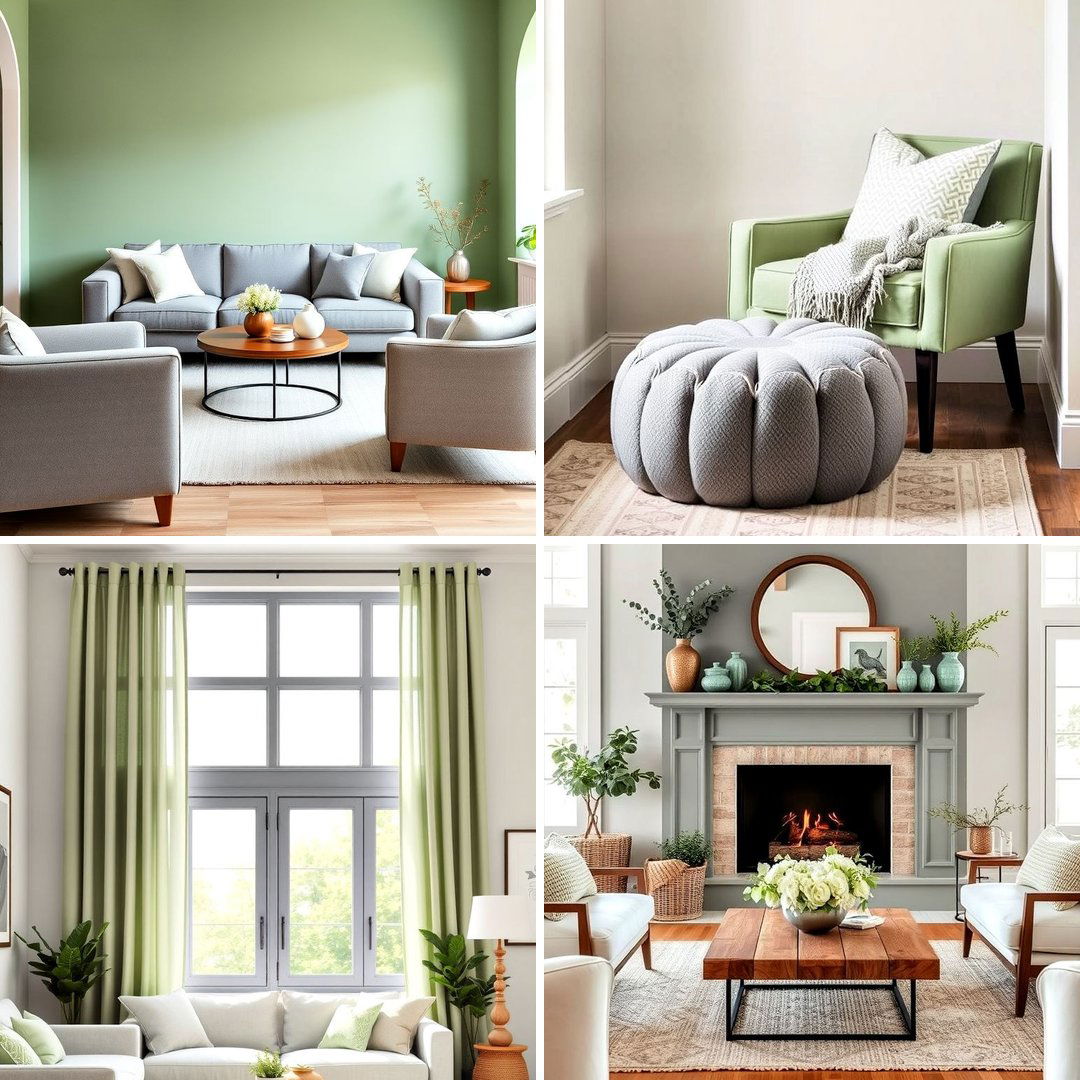 20 Grey and Sage Green Living Room Ideas