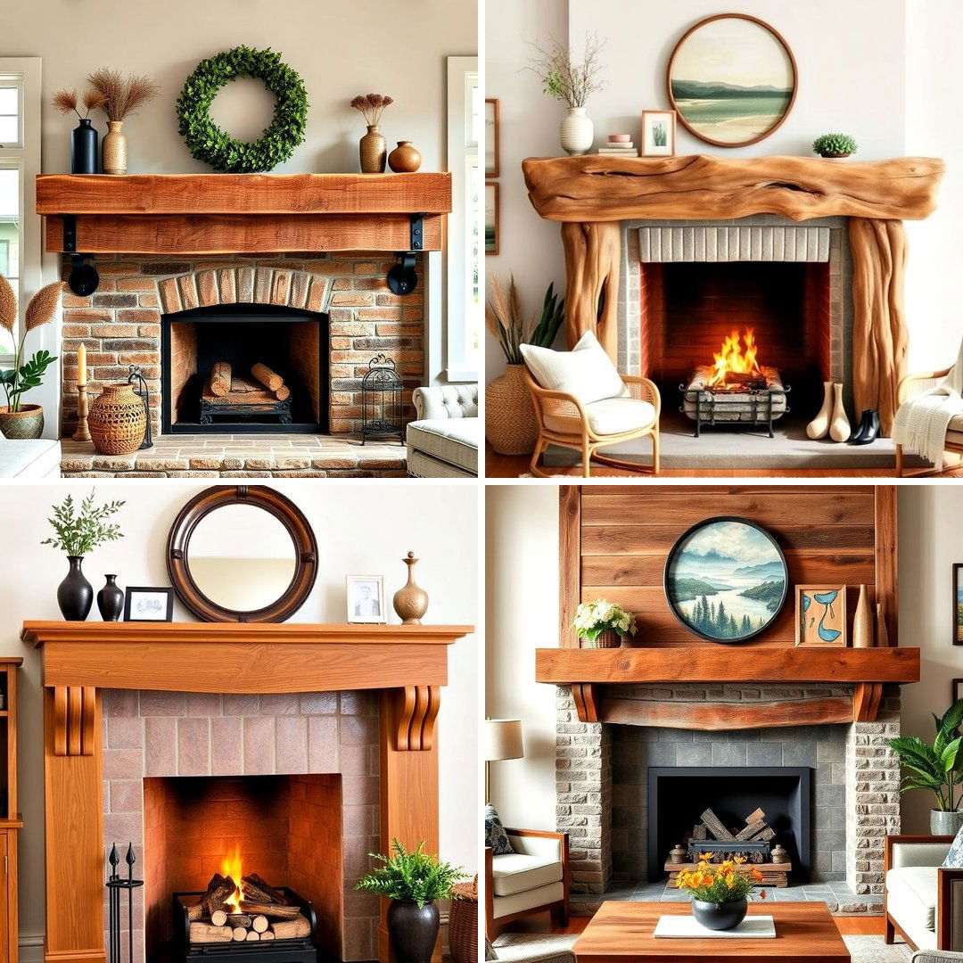 20 Wood Fireplace Mantel Ideas for a Cozy and Rustic Ambiance