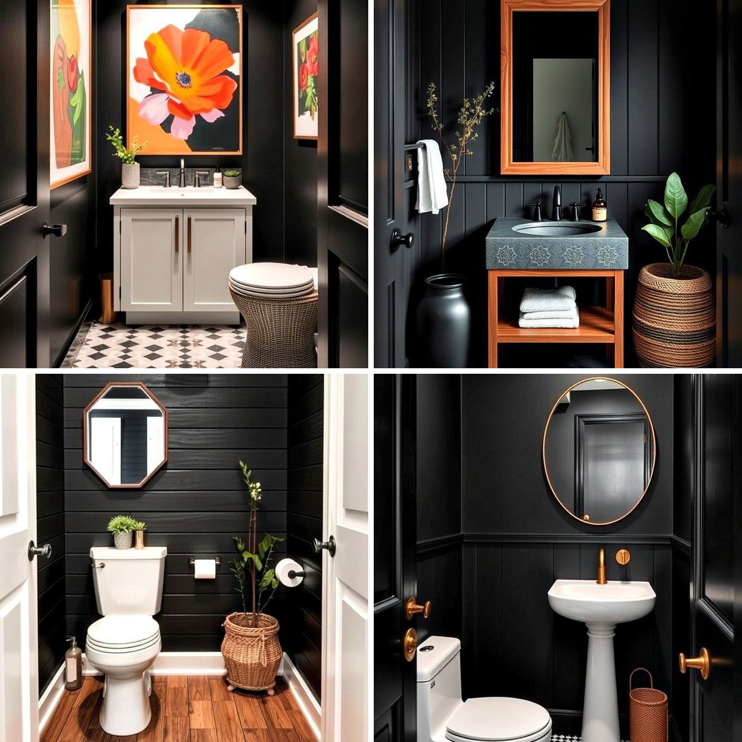 25 Black Powder Room Ideas for a Bold Statement