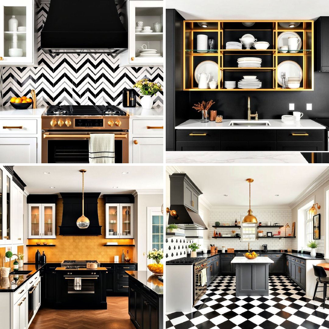 25 Black White and Gold Kitchen Ideas for Elegance