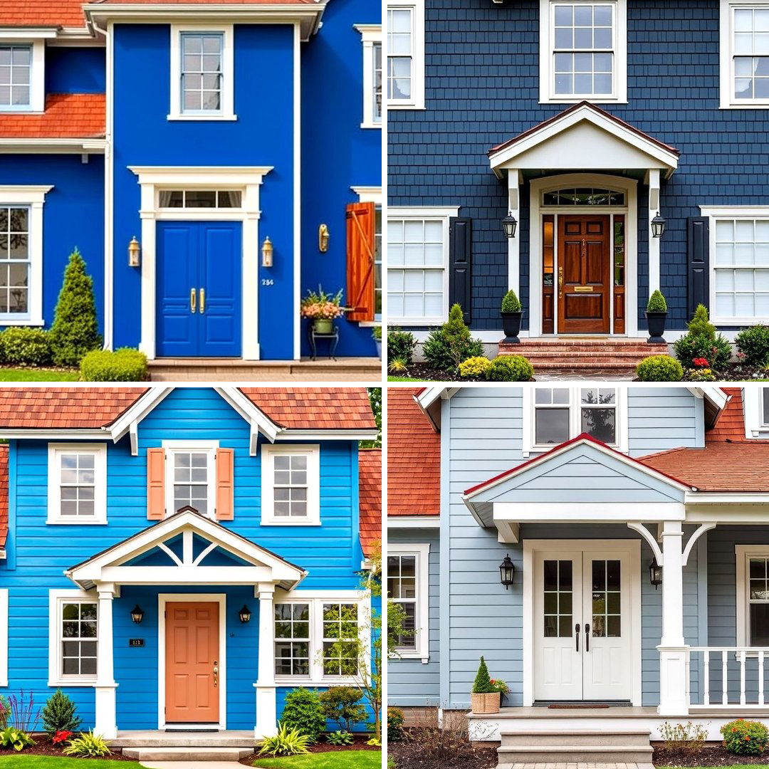 25 Blue Exterior Home With a Brown Roof Ideas