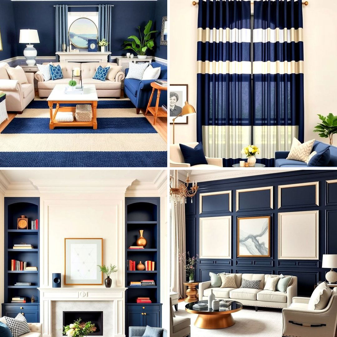 25 Navy and Cream Living Room Ideas for Timeless Elegance