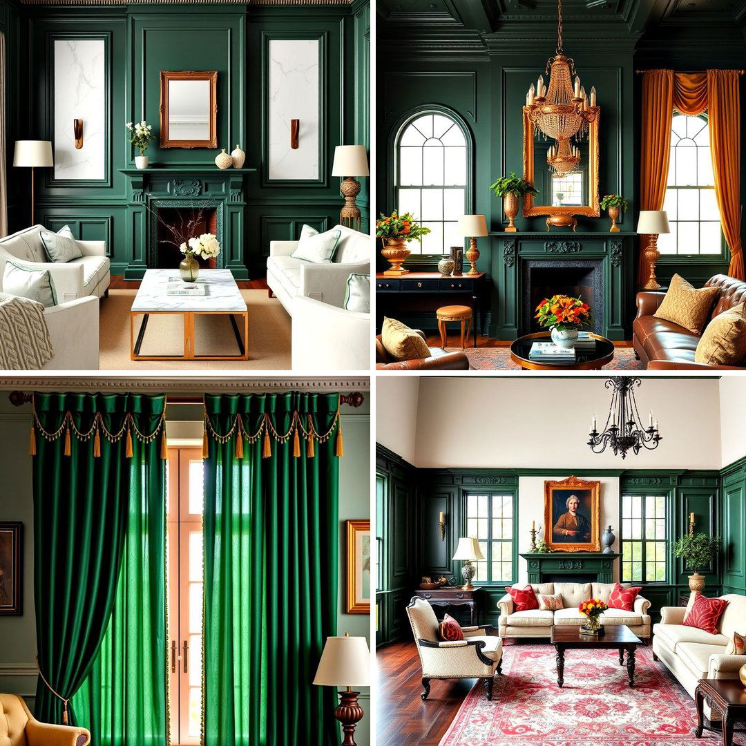 25 Victorian Dark Green Living Room Ideas for a Rich Look