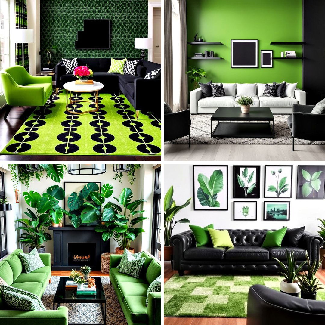 30 Black and Green Living Room Ideas for a Luxe Feel