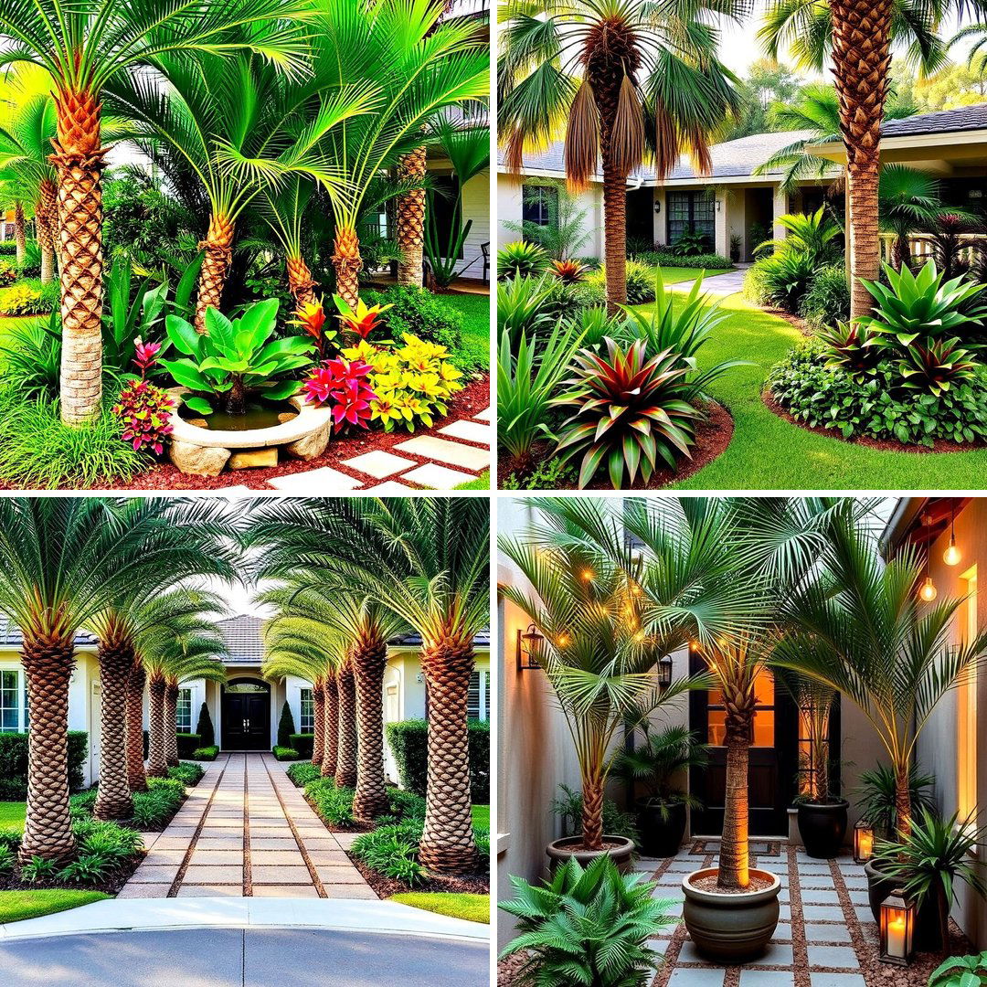30 Front Yard Palm Tree Landscape Design Ideas