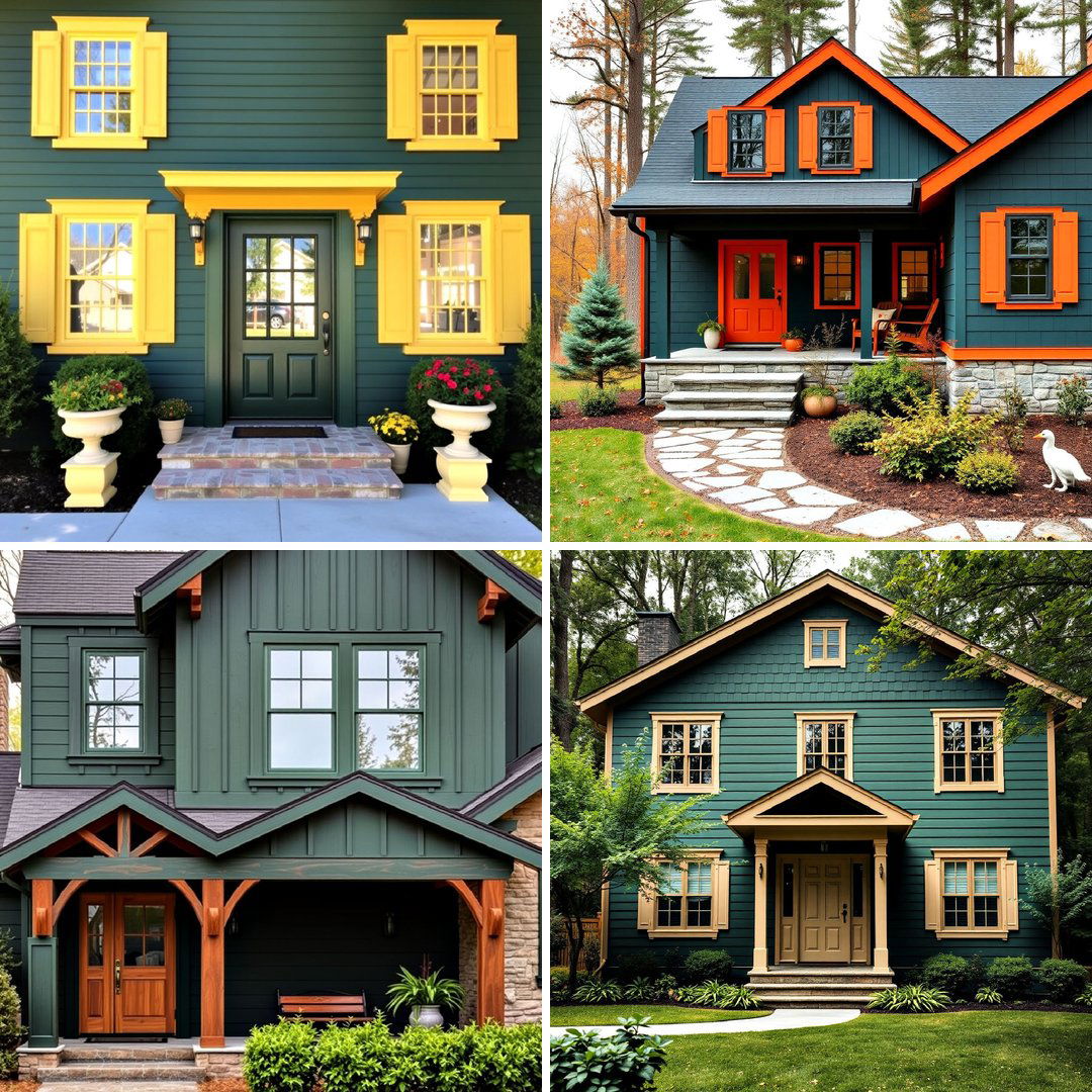 40 Dark Green Exterior Paint Color Schemes for Bold Homes