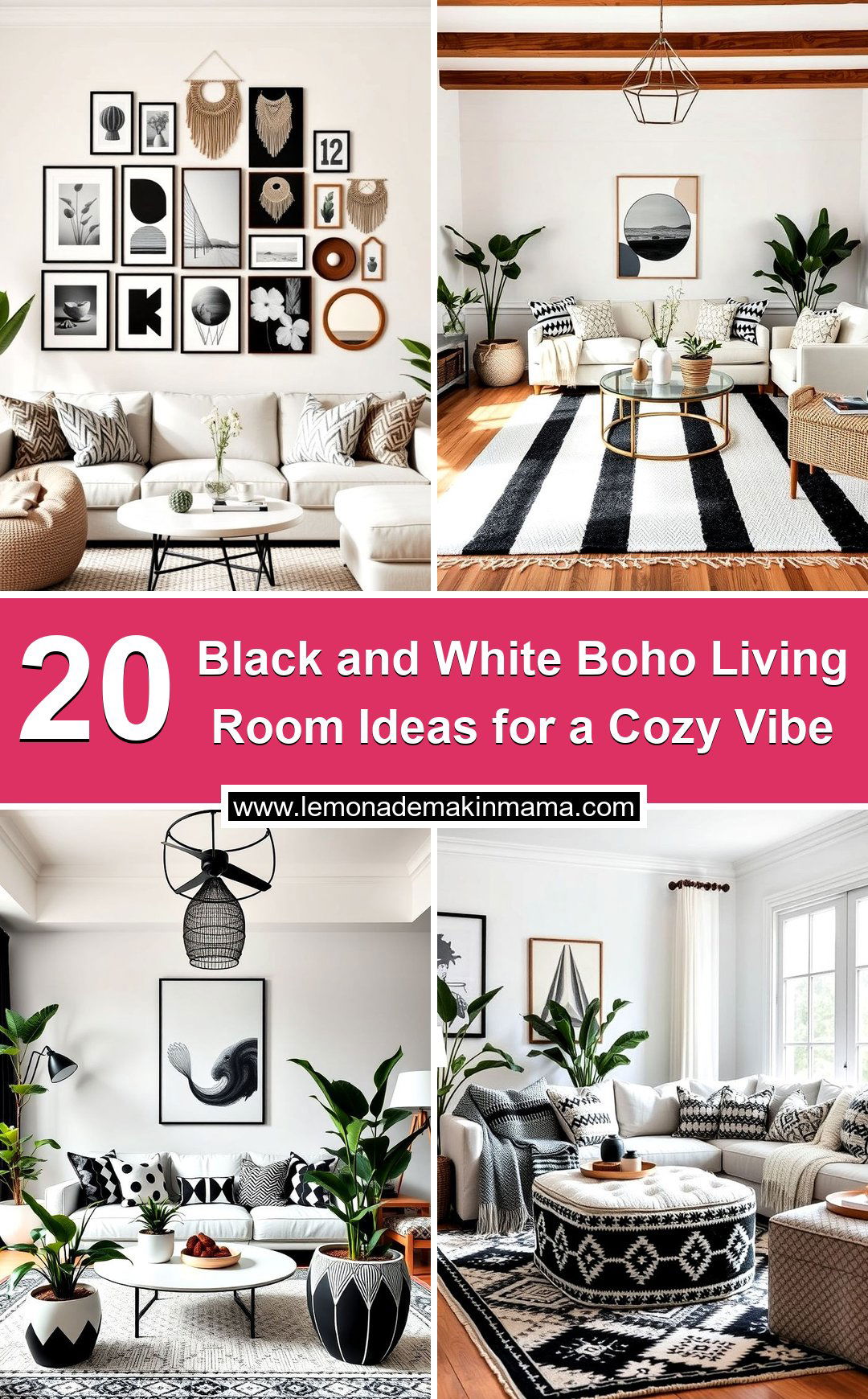 Black and White Boho Living Room Ideas for a Cozy Vibe