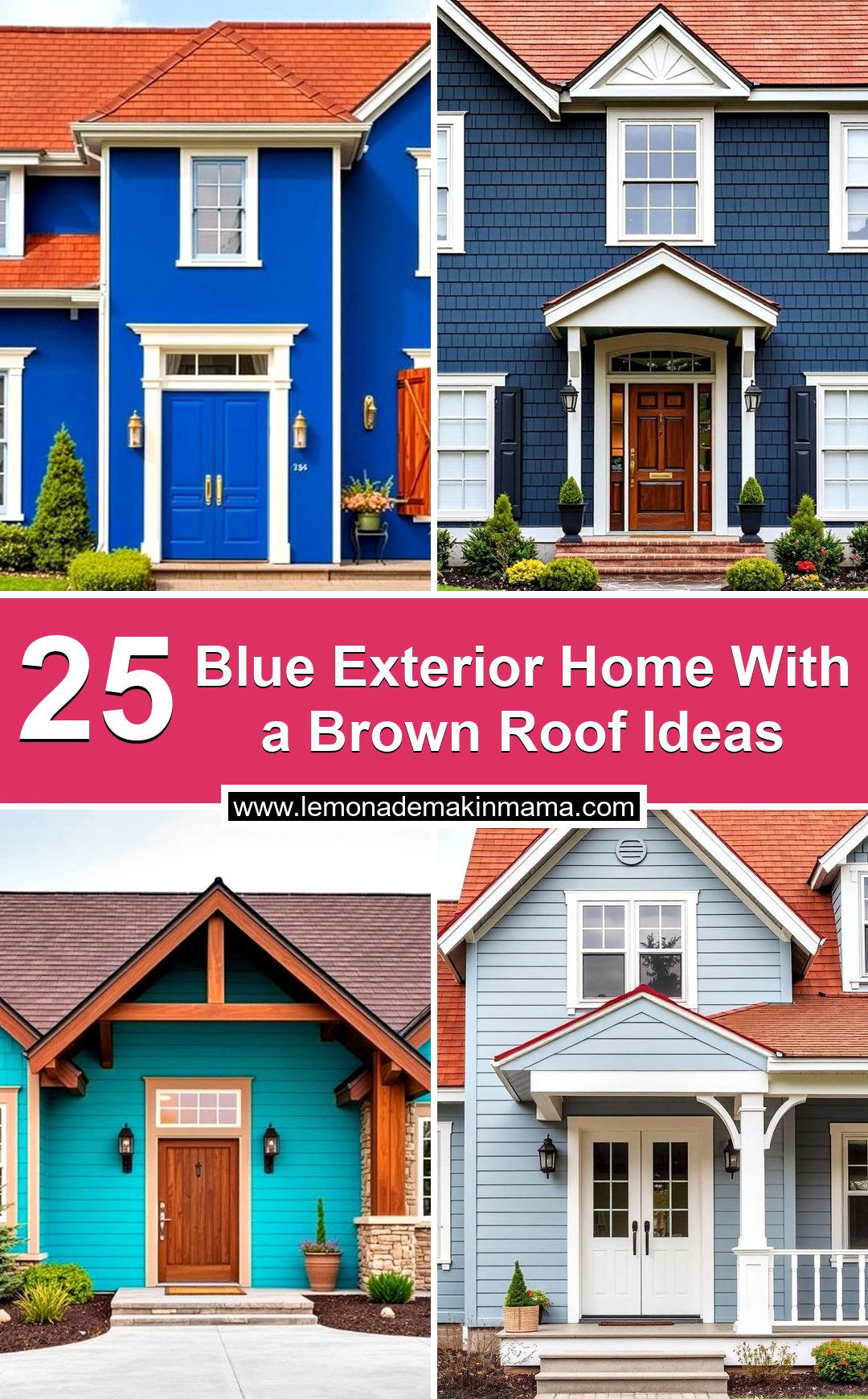 Blue Exterior Home With a Brown Roof Ideas