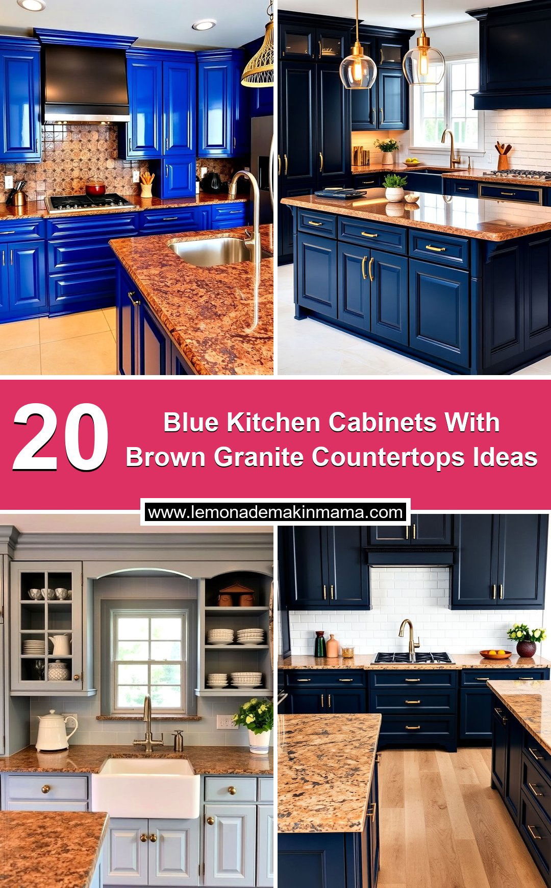 Blue Kitchen Cabinets With Brown Granite Countertops Ideas