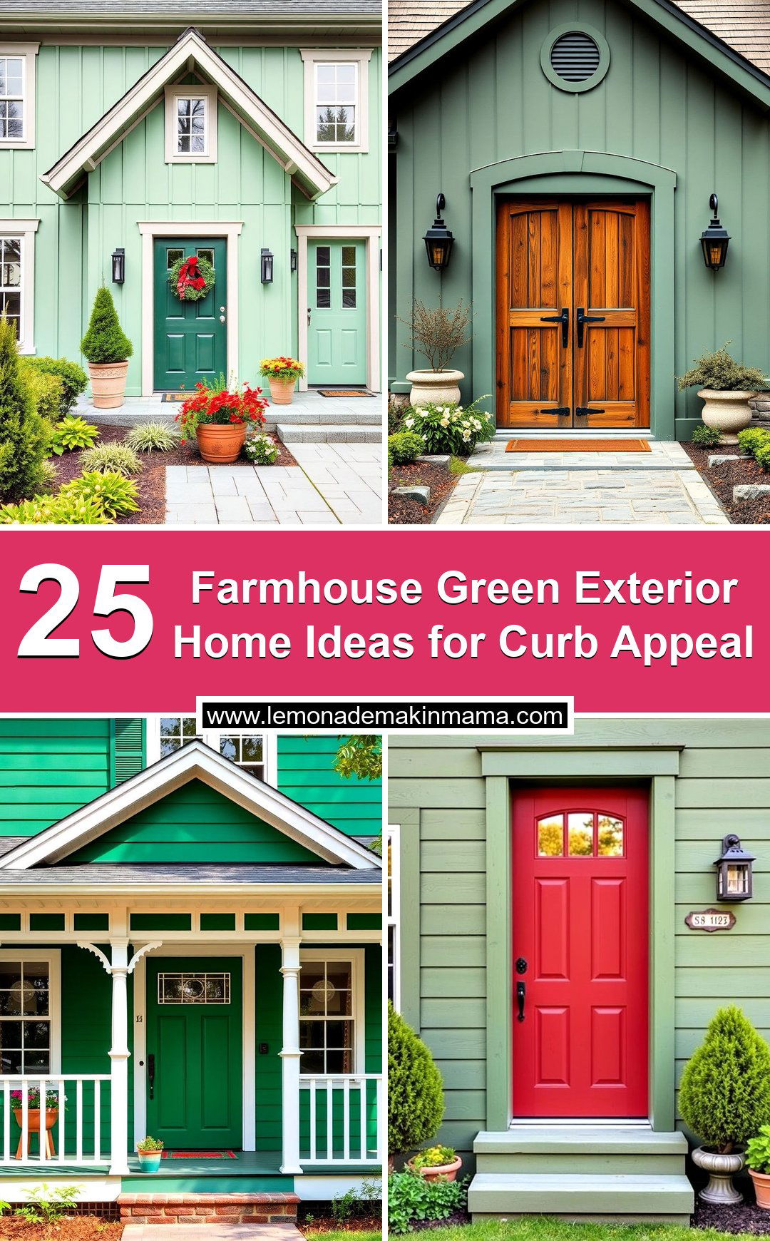 Farmhouse Green Exterior Home Ideas for Curb Appeal