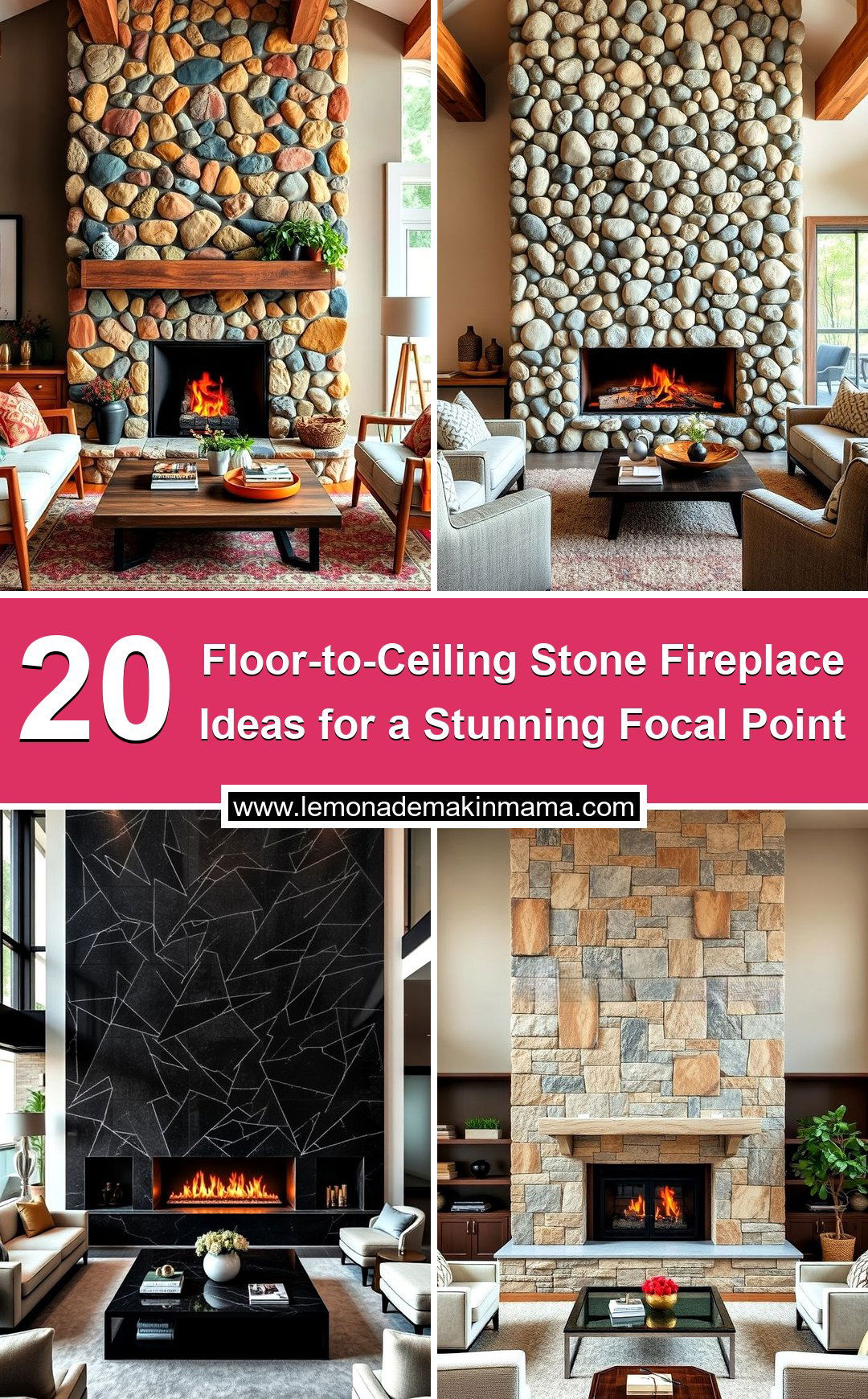 Floor-to-Ceiling Stone Fireplace Ideas for a Stunning Focal Point
