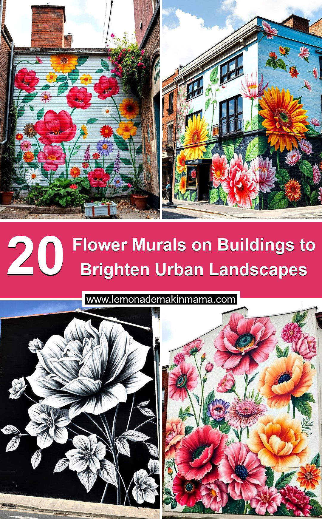 Flower Murals on Buildings to Brighten Urban Landscapes