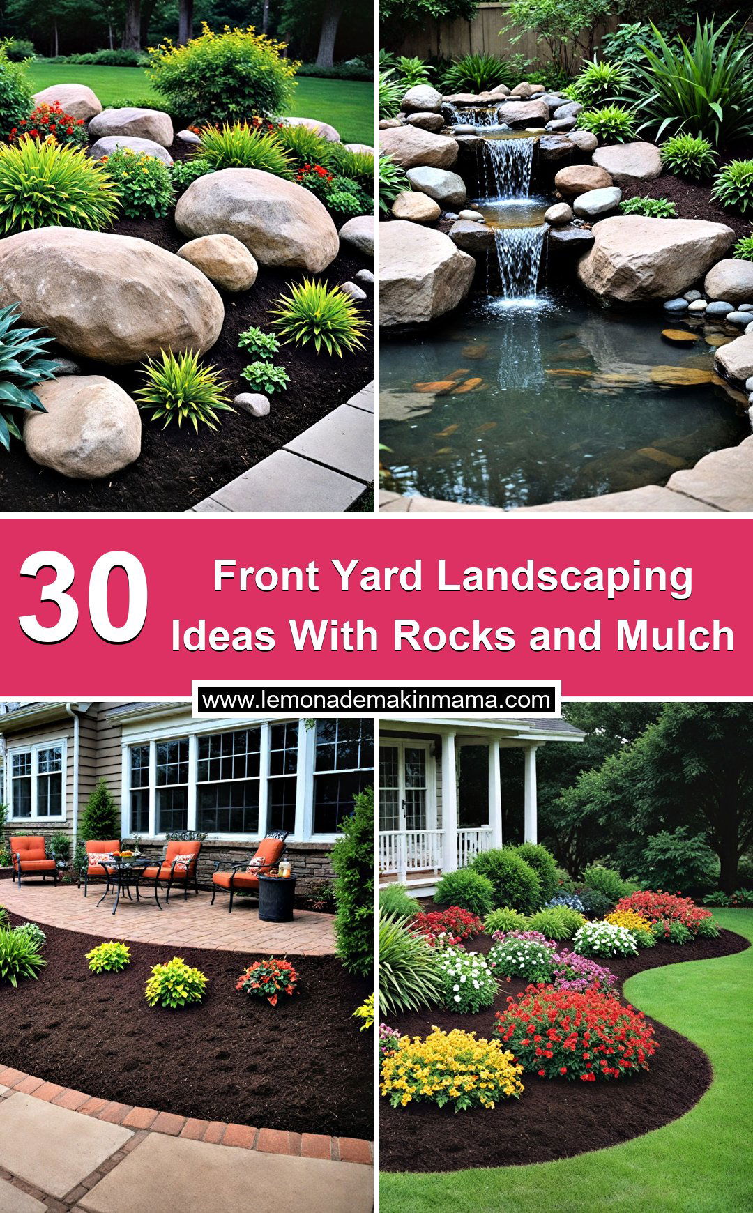Front Yard Landscaping Ideas With Rocks and Mulch