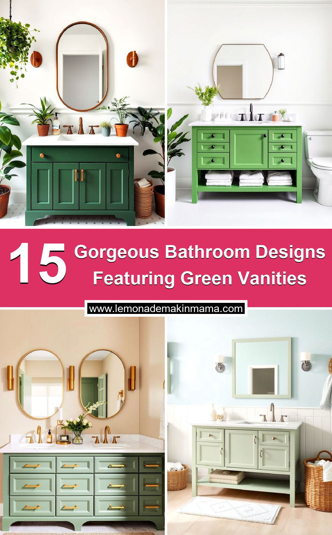 Gorgeous Bathroom Designs Featuring Green Vanities