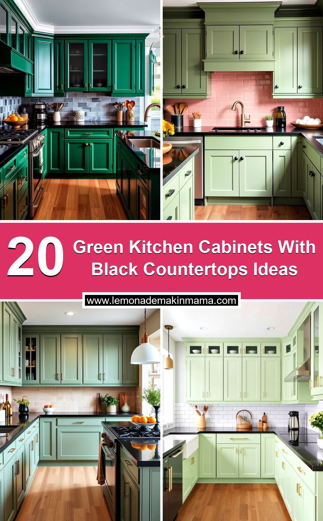 Green Kitchen Cabinets With Black Countertops Ideas