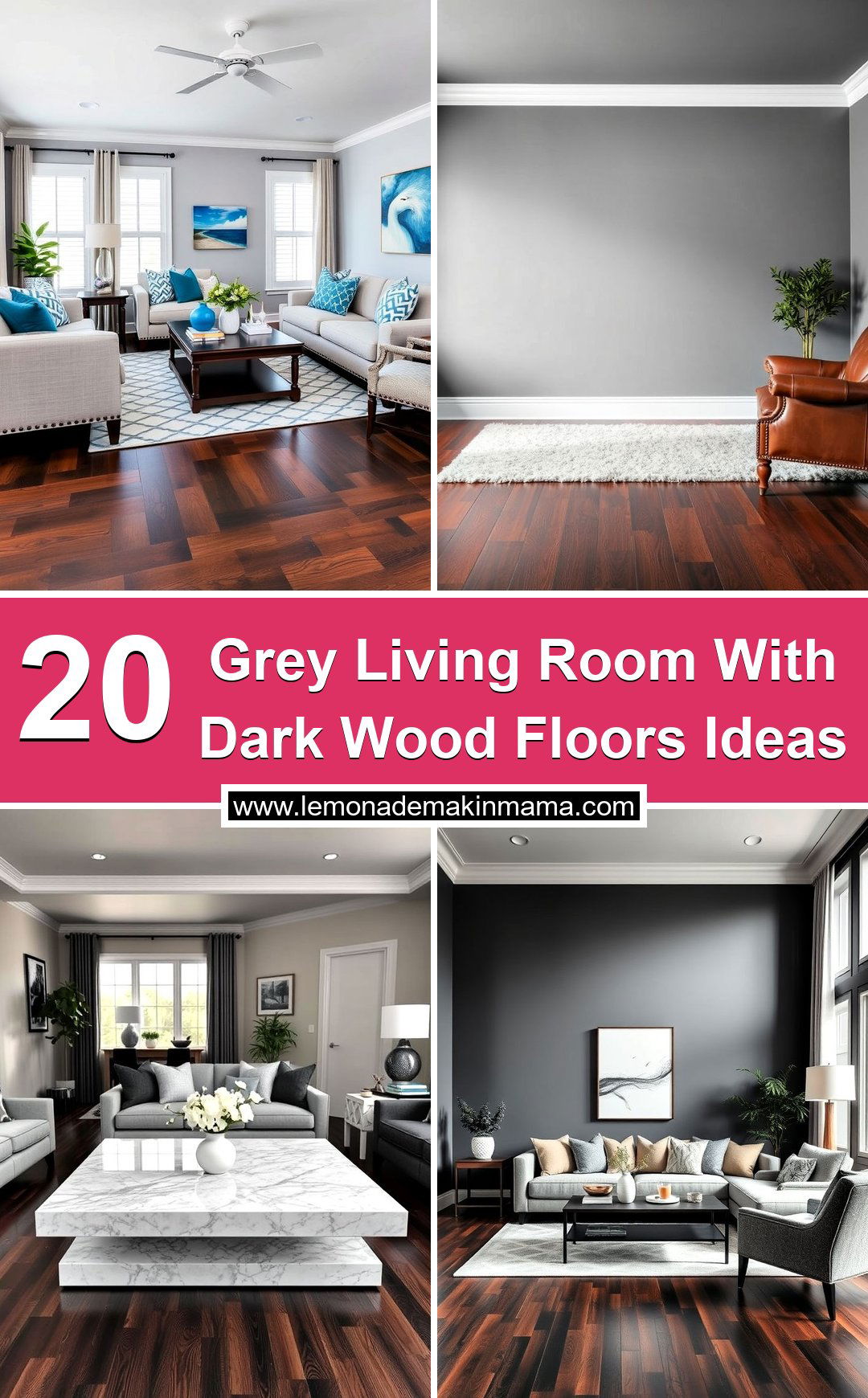 Grey Living Room With Dark Wood Floors Ideas