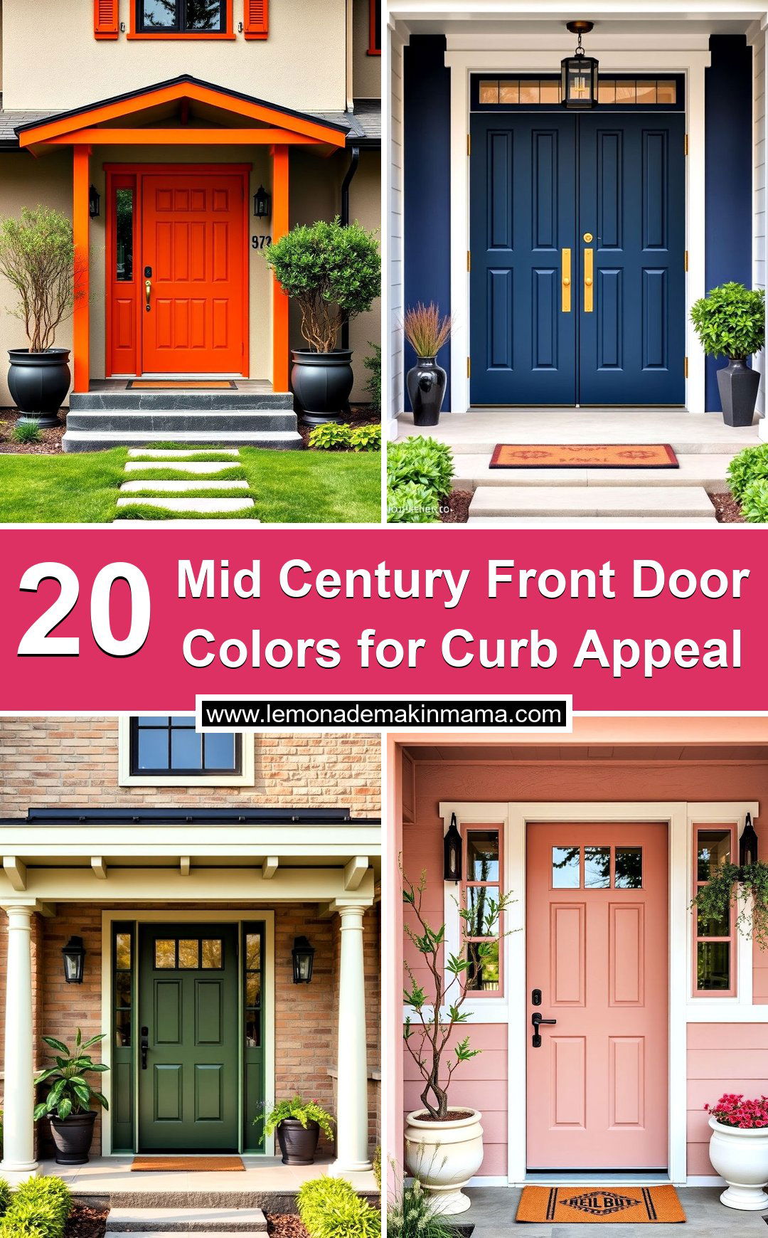 Mid Century Front Door Colors for Curb Appeal