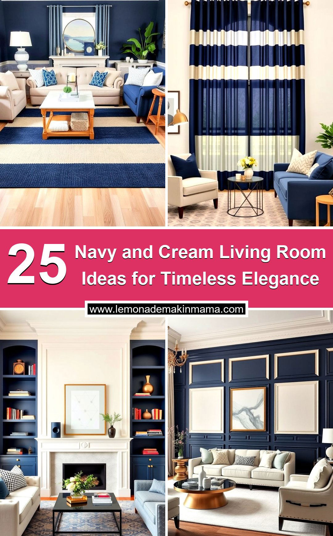 Navy and Cream Living Room Ideas for Timeless Elegance