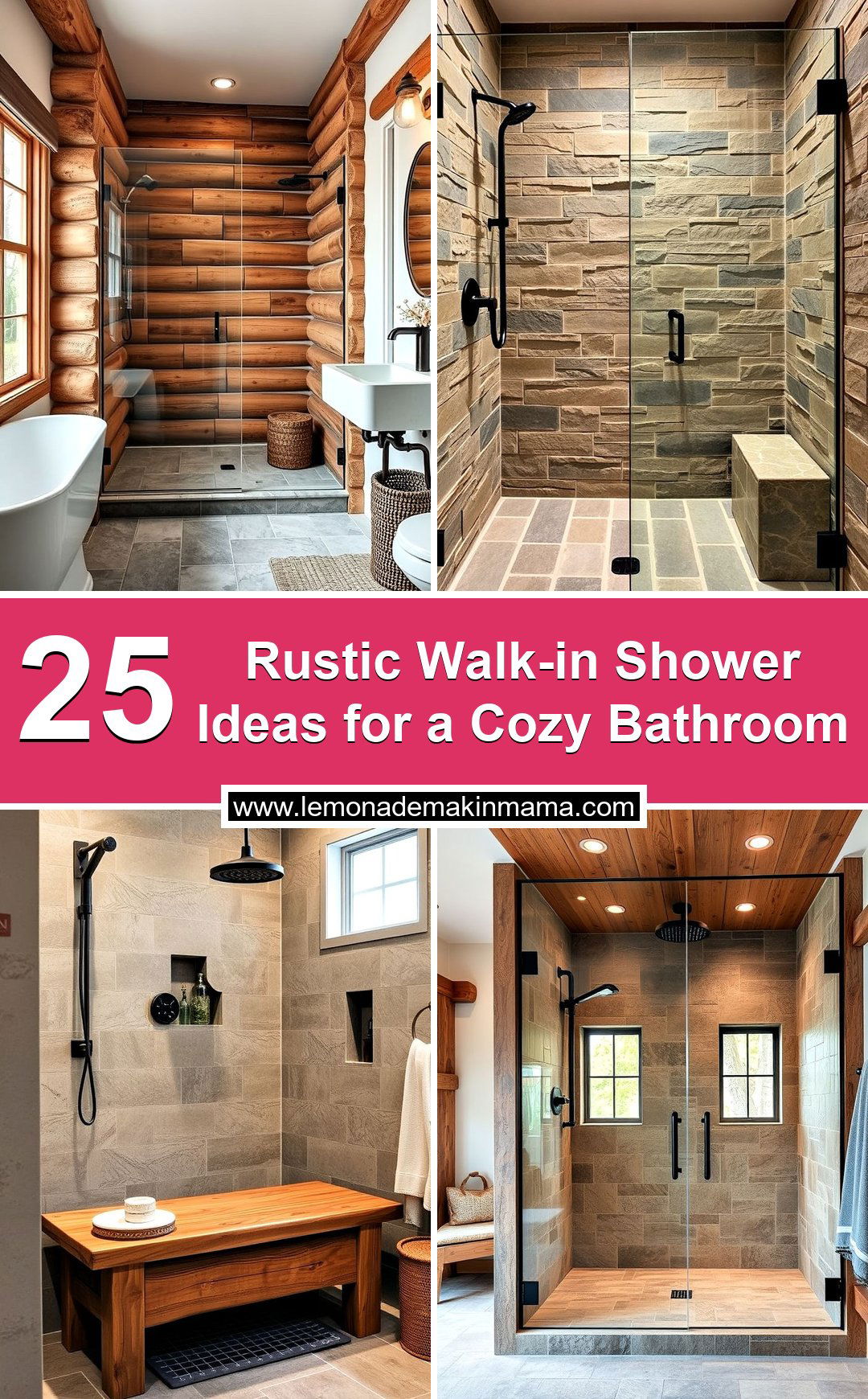 Rustic Walk-in Shower Ideas for a Cozy Bathroom